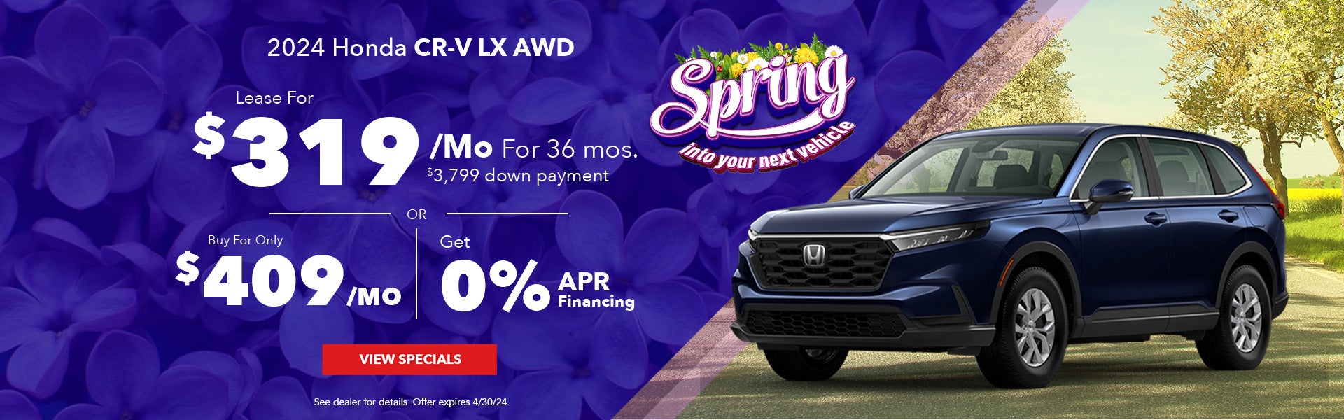 Lease A New Honda CR-V LX For $319/Month Or 0% Financing