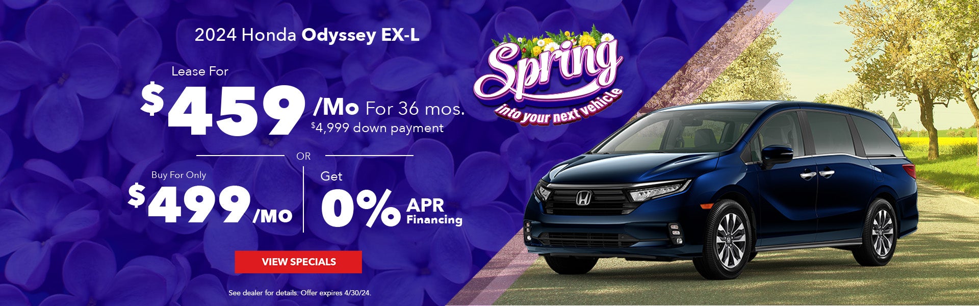 Lease A New Honda Odyssey For $459/Month Or 0% Financing